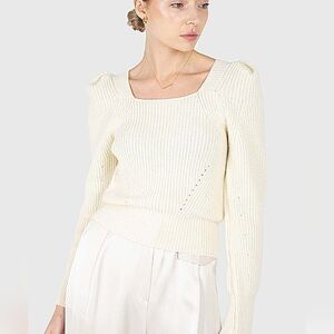 Molly Bracken Square Neck Cream Sweater